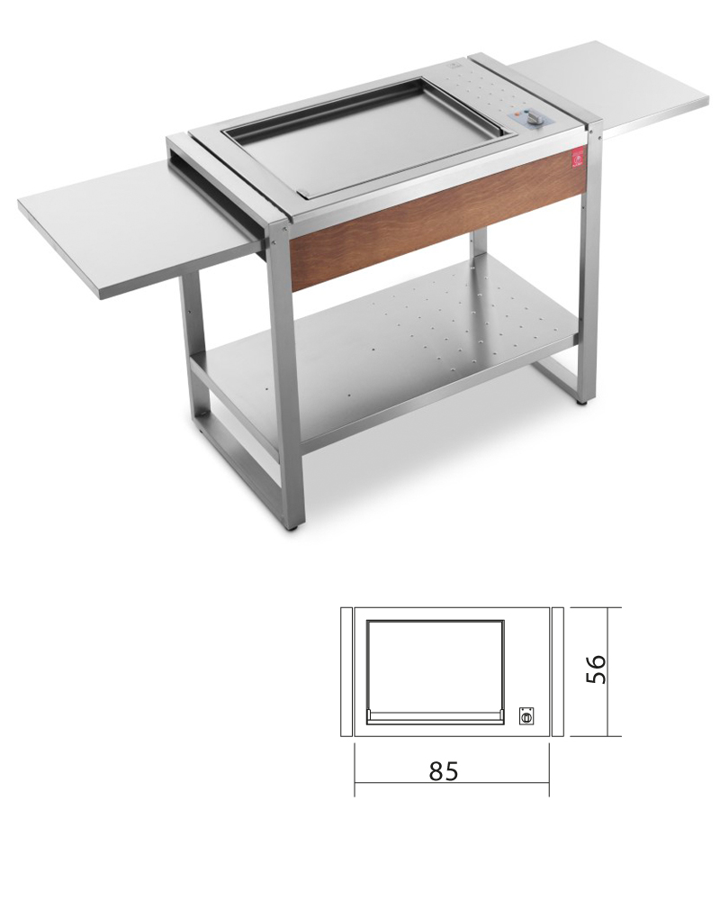 Edelstahl-Tisch PLA.NET mit Kühlschrank + Spüle / Oasi 97